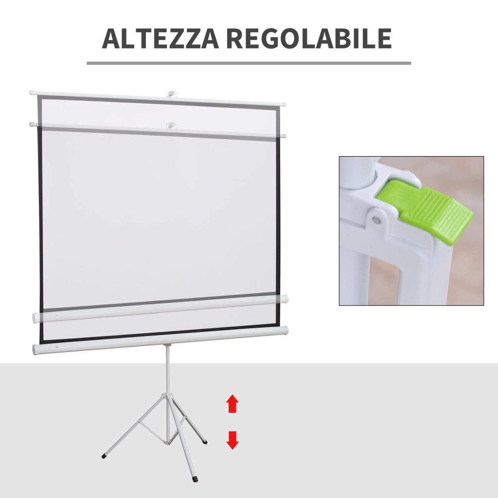 Telo Proiettore 84 Pollici 4K HD 4:3 ¨C zephmum ¨C Bianco con Treppiede Regolabile