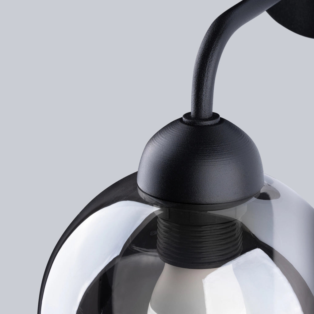 Applique Pure Lume ROVANO nera sfera vetro fumé E27