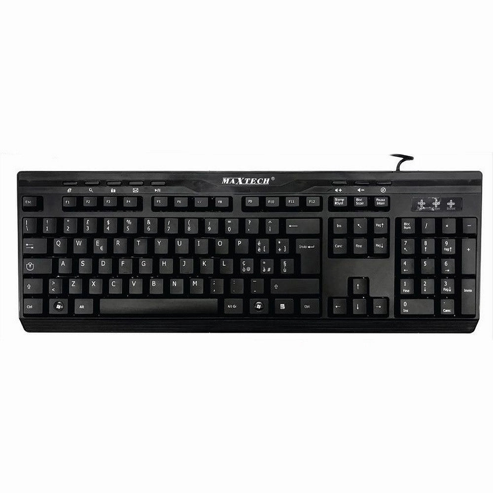 Trade Shop - Tastiera Con Filo Usb 2.0 Confort Impermeabile Silenzioso Windows Macos Maxtech Ek-402m -
