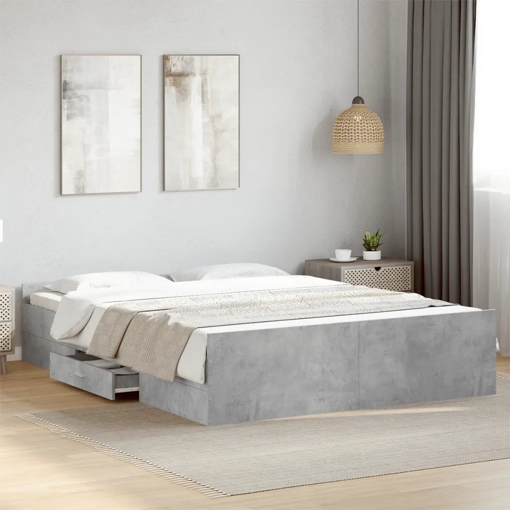Giroletto Cassetti Grigio Cemento 160x200 cm Legno Multistrato 3280282