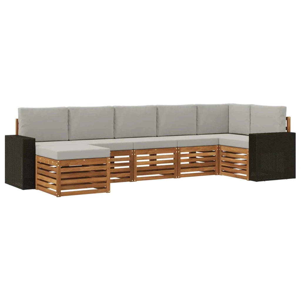 Set divano sezionale con cuscino 7 pcs Naturale e Grigio Chiaro 3384632
