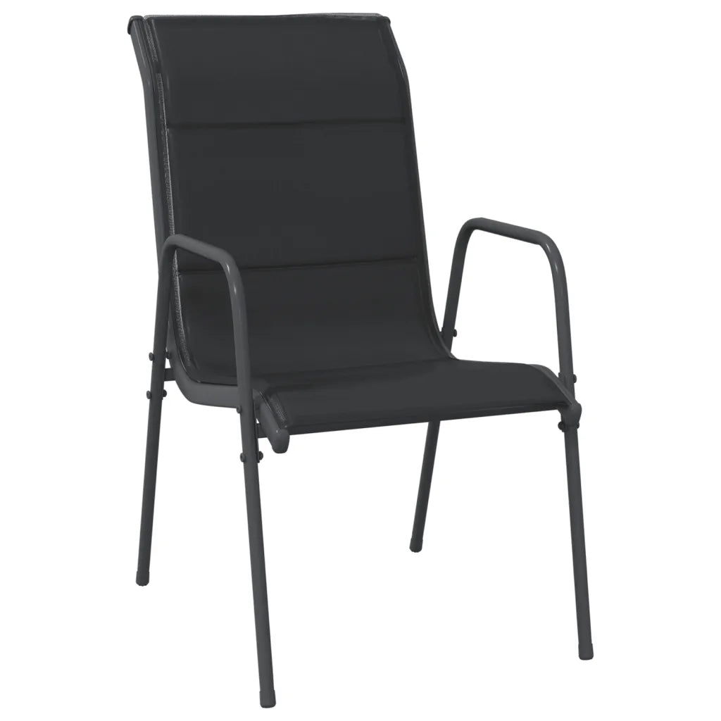 Set da Pranzo da Giardino 7 pz | Set Salotto da Giardino Nero in Acciaio e Textilene