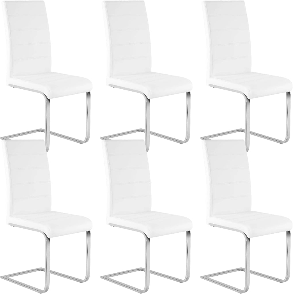 Set di 6 Sedie per Sala da Pranzo, Sedie da Cucina Moderne con Schienale Alto, Sedie Cantilever Imbottite Ergonomiche per Soggiorno, Ufficio, in PU, Nero, BH378sz-6