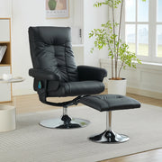 Poltrona Relax Reclinabile Massaggiante con Poggiapiedi ¨C MINIMAL ¨C Elettrica, Girevole, Similpelle Nero