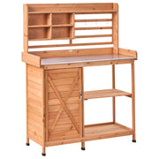Tavolo da giardinaggio con spazio di archiviazione 113 x 46 x 148 cm Legno di abete marrone chiaro Piano di lavoro in ferro