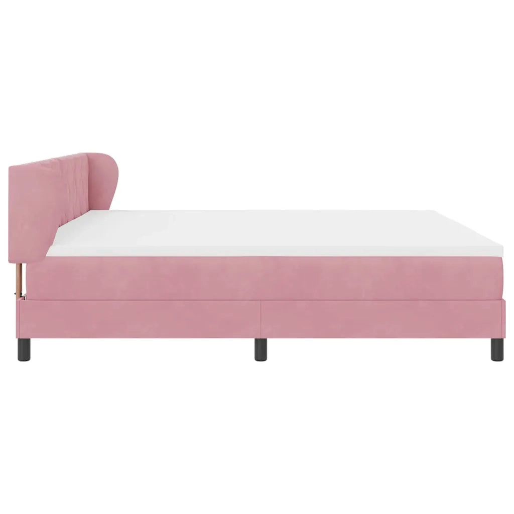 Letto a molle con materasso Rosa 200 x 200 cm Velluto 3340465