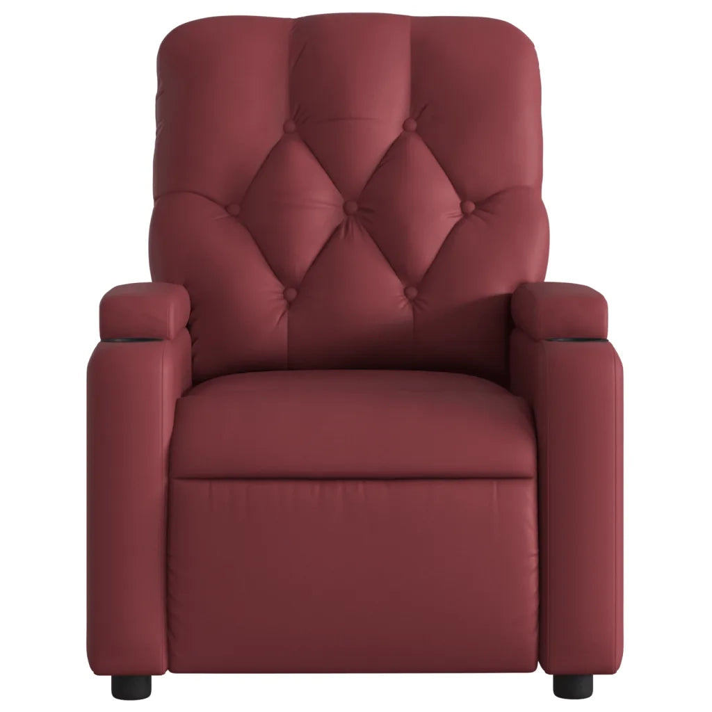 Divano Sedia-Poltrona Reclinabile Rosso Vino in Similpelle 642808