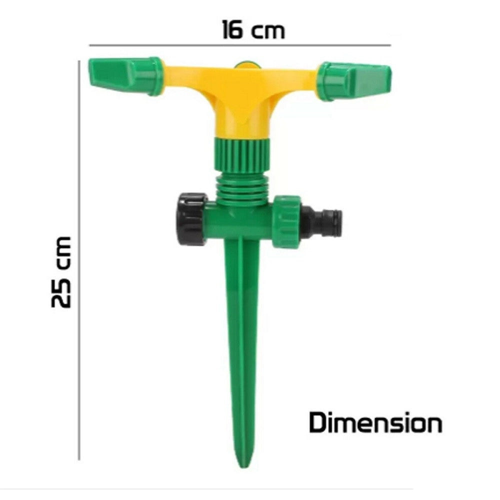 Trade Shop - Irrigatore Giardino Spruzzatore Prato Picchetto Puntale 3 Braccia 360° Annaffia -