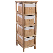 Cassettiera in legno con 4 cassetti in bambù foderati 26x32x81