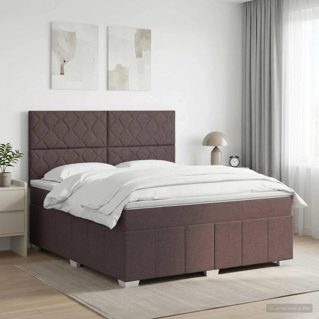 Letto box spring con materasso Marrone Scuro 140 x 200 cm 3454165