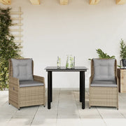 Set da Pranzo da Giardino 3 pz con Cuscini Beige in Polyrattan 3262875