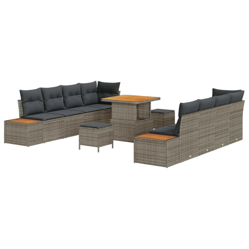 Set Divano da Giardino con cuscino 11 pcs Grigio