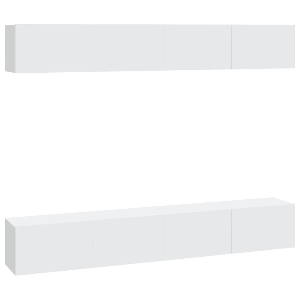 Mobile TV multimediale da parete mensola TV credenza TV per sala da pranzo soggiorno camera da letto 4 pezzi 100 x 30 x 30 cm bianco 02_0029052
