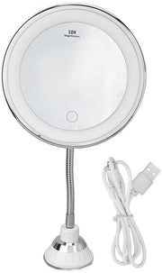 Specchio di trucco LED con 10x ingrandimento - Immagine chiara e non distorta - Montaggio da tavolo - Regolazione di luminosità - Adatto per uso domestico e viaggio
