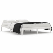 Letto matrimoniale | Letto per adulti | Giroletto Bianco in Legno Massello 150x200 cm King Size