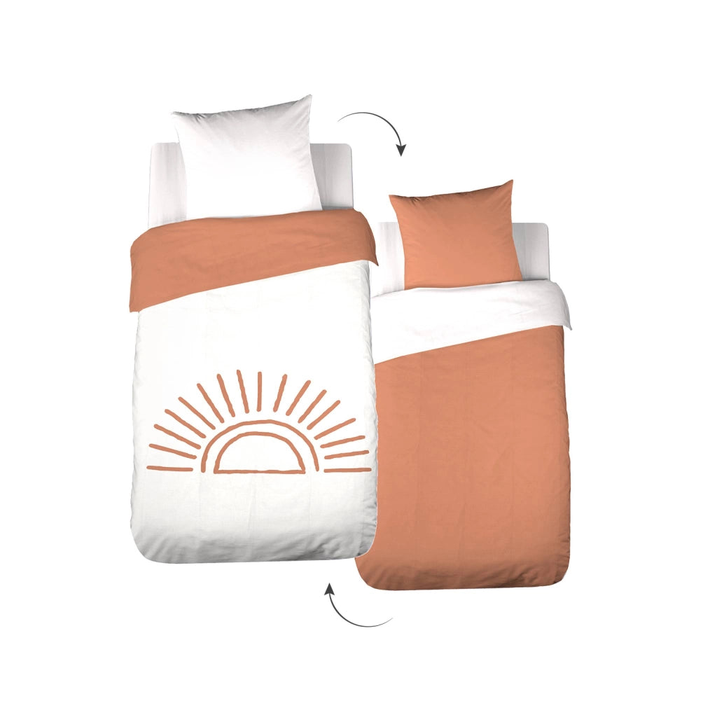 Set biancheria da letto in cotone reversibile stampato sole