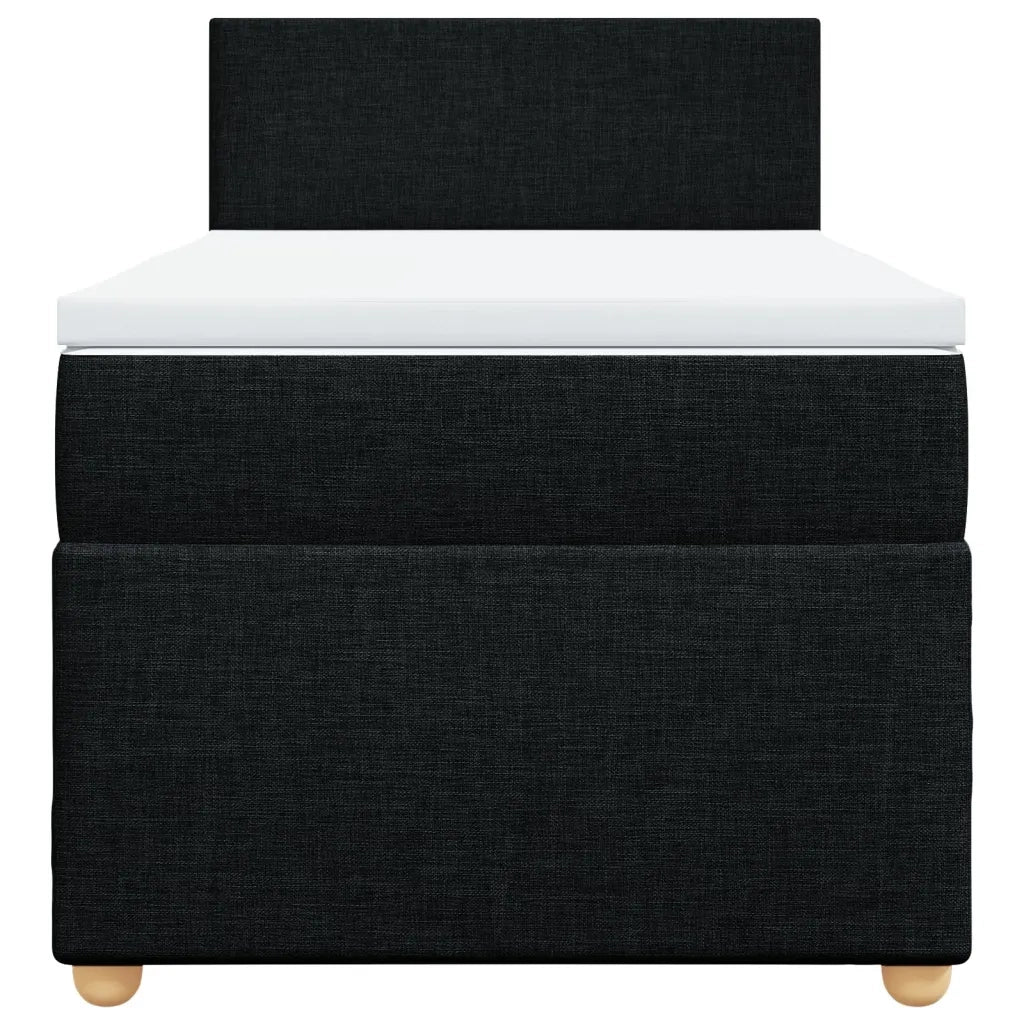 Letto a Molle con Materasso Nero Singolo in Tessuto