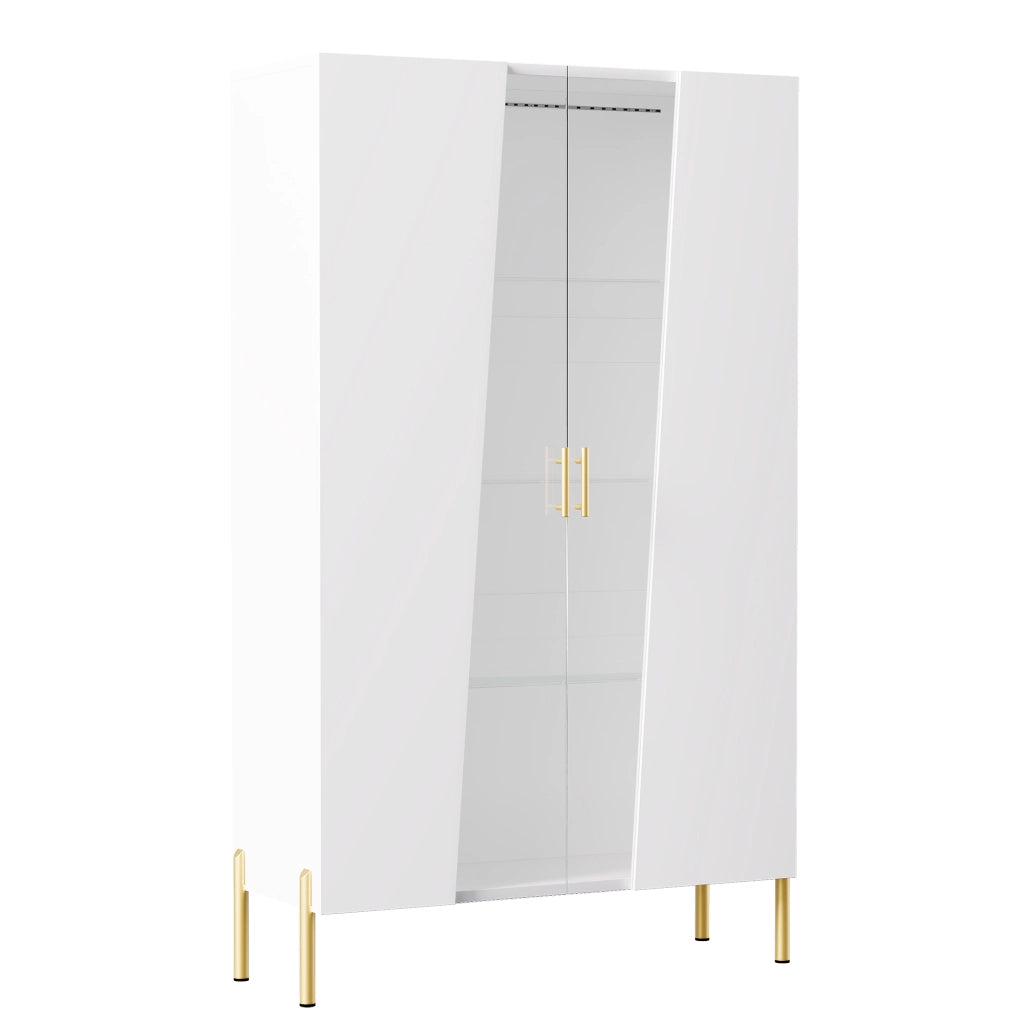 Vetrina 72x40x145 cm con LED multicolore in MDF e vetro bianco
