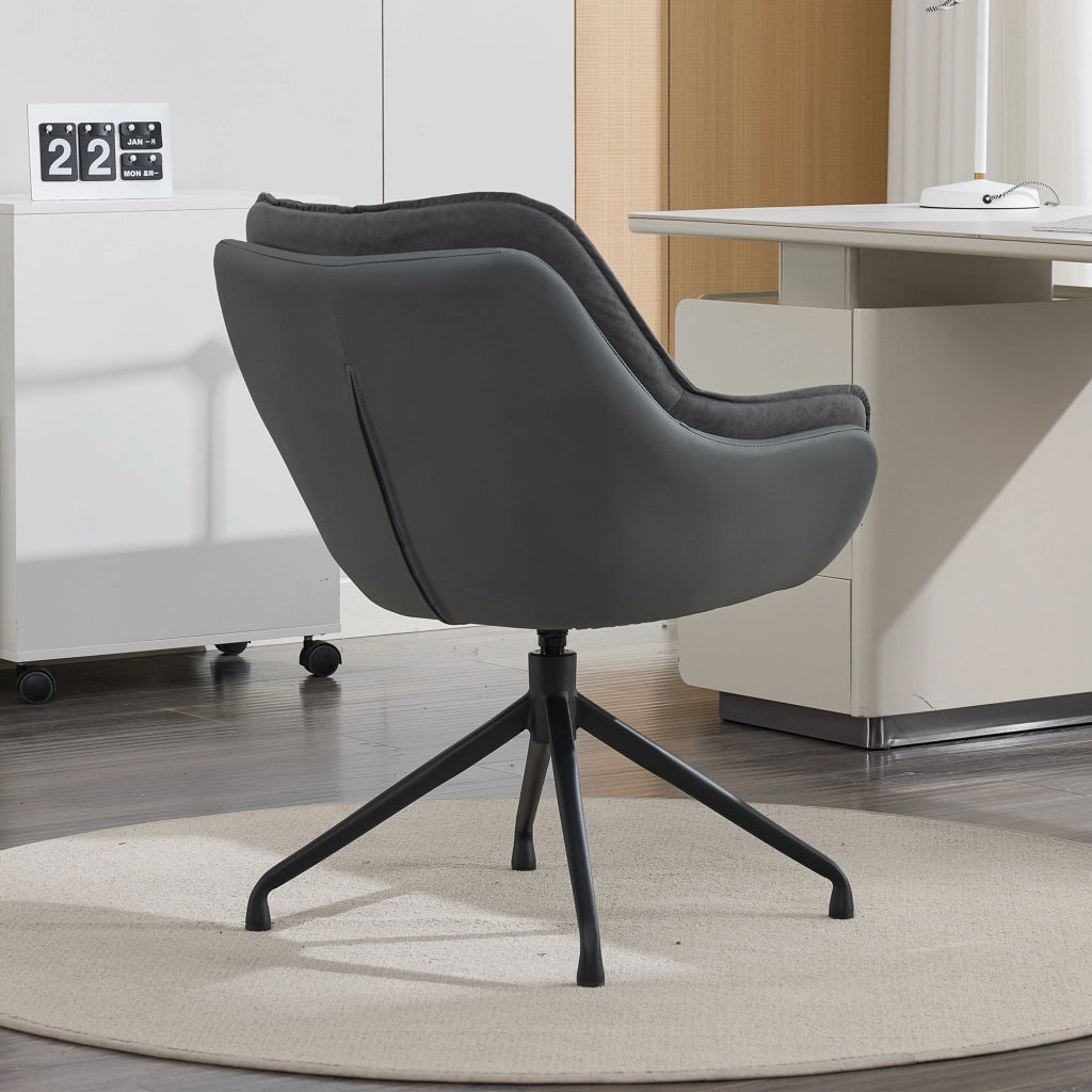 Sedia da ufficio girevole in similpelle con seduta ampia schienale ergonomico e ritorno automatico base metallica grigio