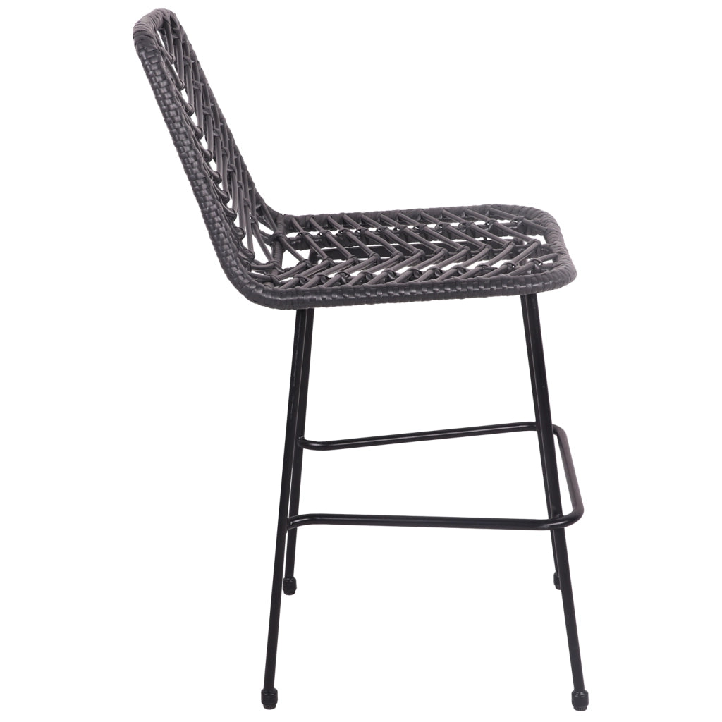 Set di 2 sgabelli da bar in rattan sintetico nero OKA