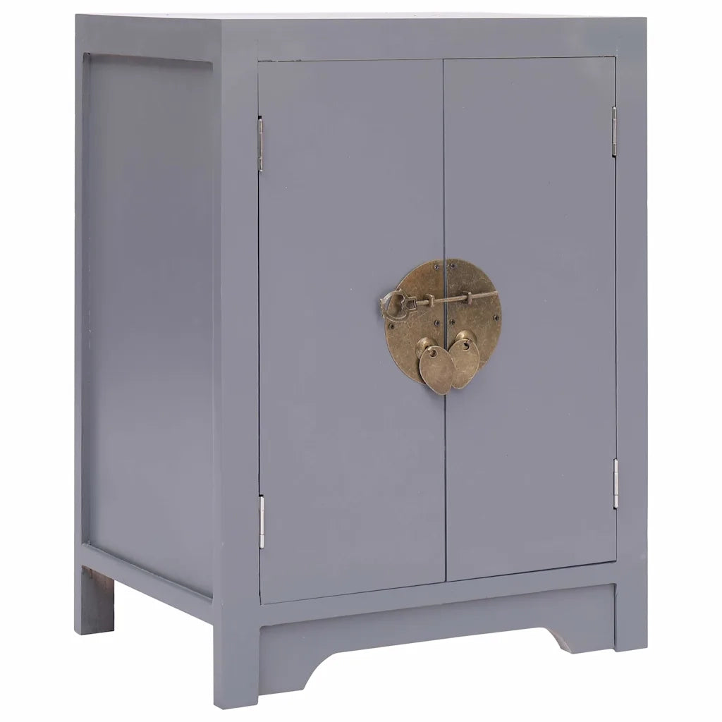 Comodino Grigio 38x28x52 cm in Legno di Paulownia  cod mxl 30475