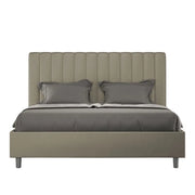 Letto matrimoniale con rete imbottito 160x200 similpelle cappuccino Agueda