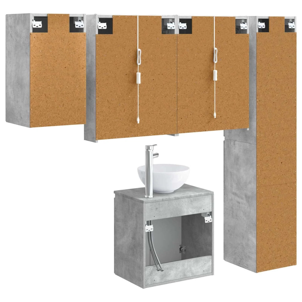Set di Armadi da Bagno 5 pcs Grigio Cemento 53 x 15,5 x 70 cm 3407306