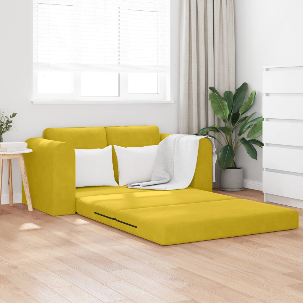 Divano letto 2-in-1 Giallo 148x71x83 cm in velluto