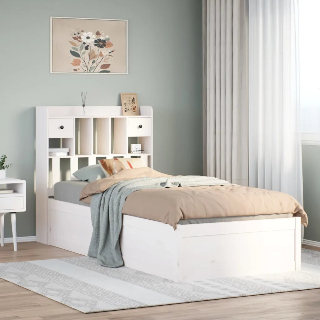 Letto singolo | Letto per adulti | Giroletto senza Materasso Bianco 75x190 Legno Massello di Pino