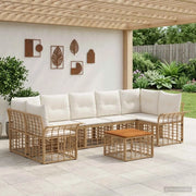 Set di divani da esterno 8 pz Naturale e Bianco Crema 3437650