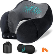 Cuscino da testa - cuscino per dormire - cuscini per il collo - per viaggi e rilassamento, aereo, auto, treno e ufficio - con auricolari, occhiali da bagno, borsa portacuscino - cuscino a schiuma espansa