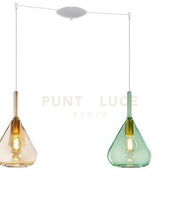 SOSPENSIONE BIANCO 2 LUCI SPOSTABILE VETRI AM + VE 1177BI-S2 S-MC