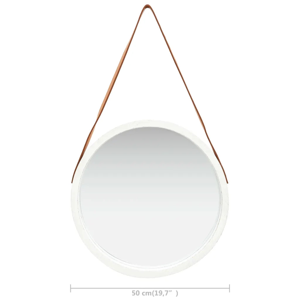 Specchio da Parete | Specchio decorativo con Cinghia 50 cm Bianco