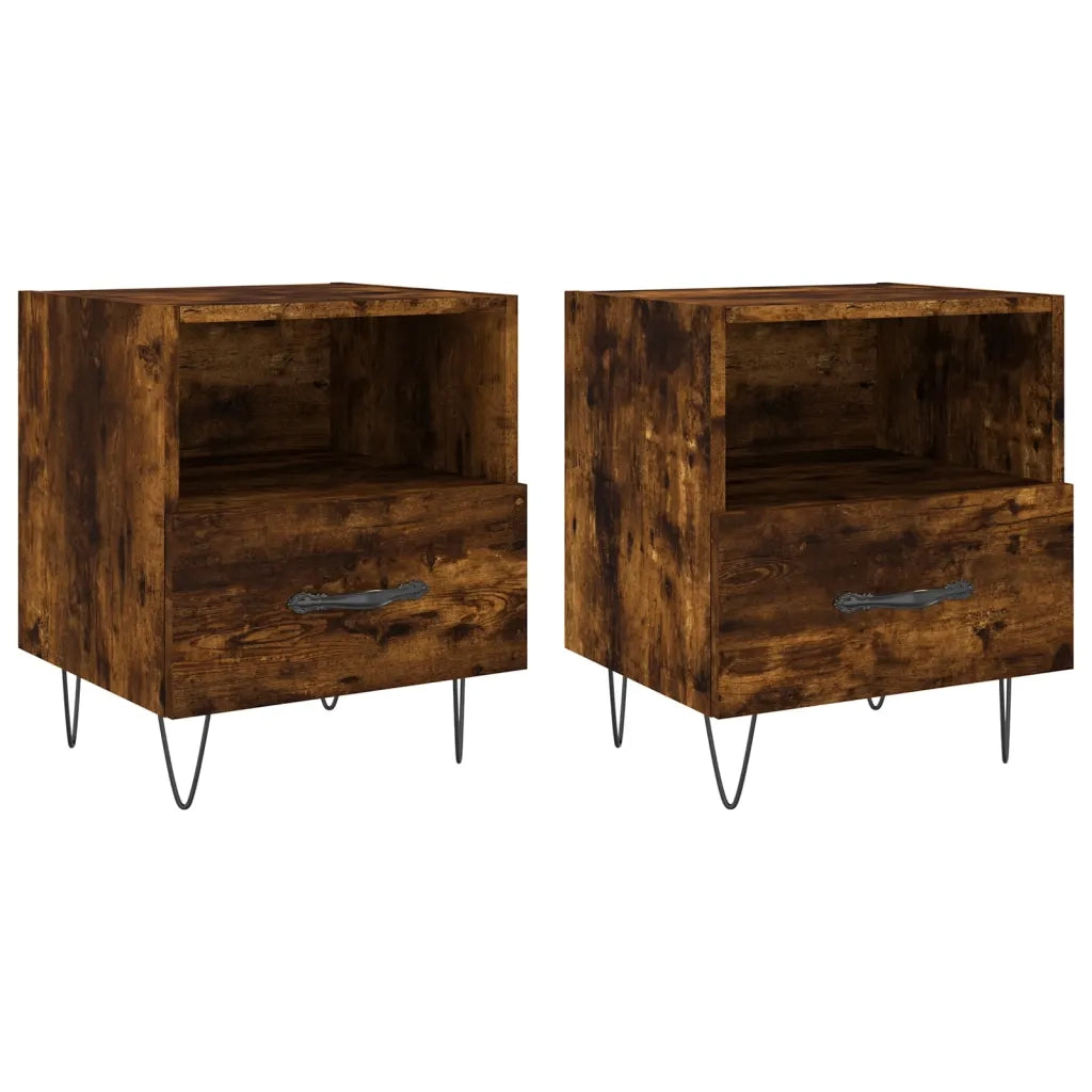 Comodini 2 pz-Set di 2 Tavolino da notte Rovere Fumo 40x35x47,5 cm in Legno Multistrato 438952