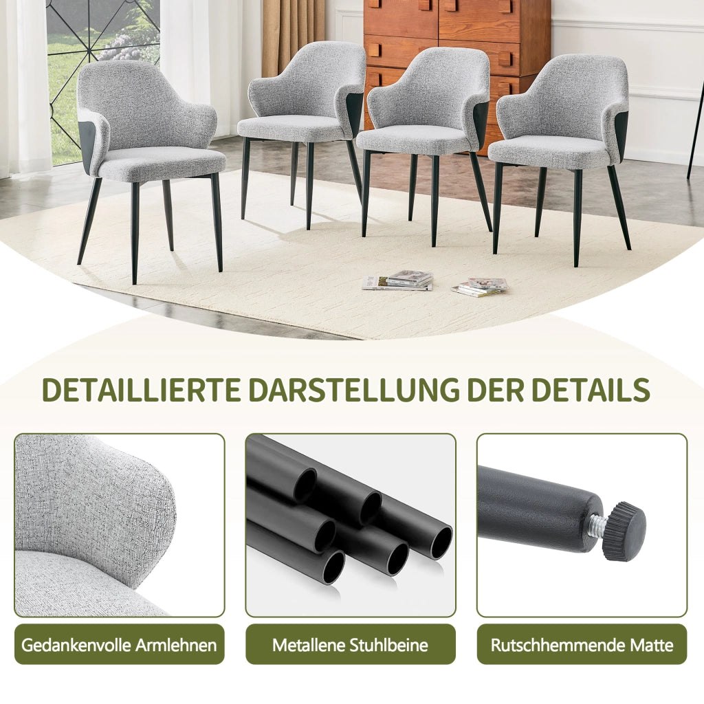 SEDIA da pranzo Set da 2 pezzi 83 cm Tessuto grigio e nero