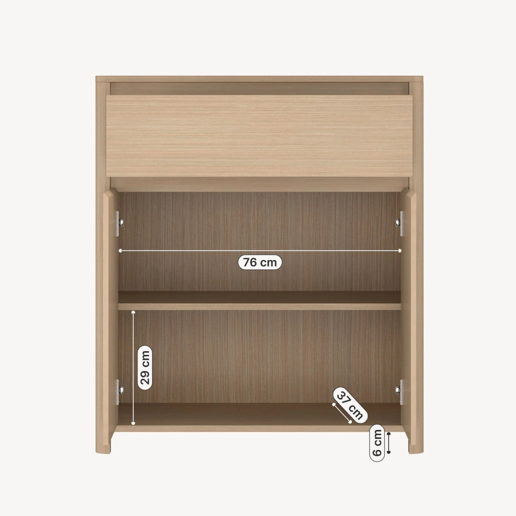 Credenza Takranmaa con Cassetto e Ante 88x79x39 cm Effetto Rovere [en.casa]