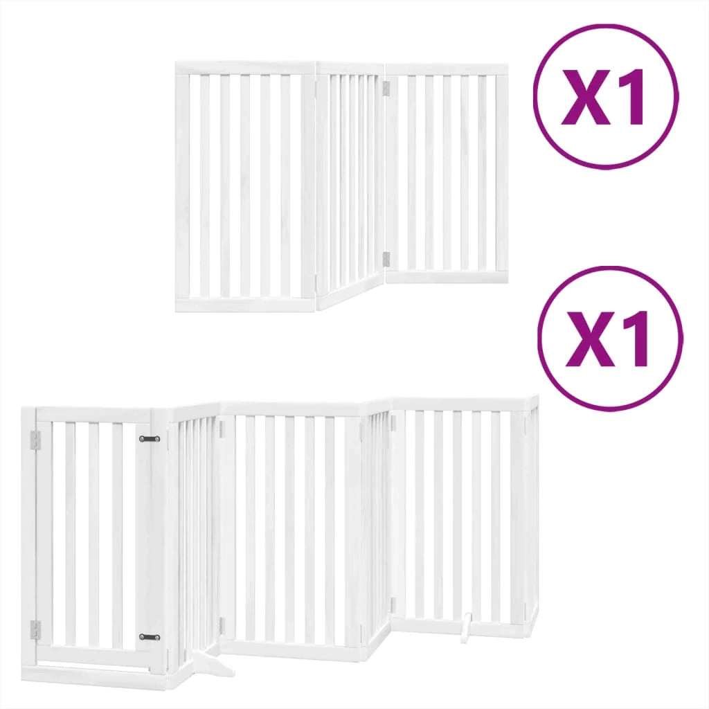 Cancelletto di sicurezza per animali domestici porta pieghevole 9 pannelli legno di pioppo bianco 02_0023289