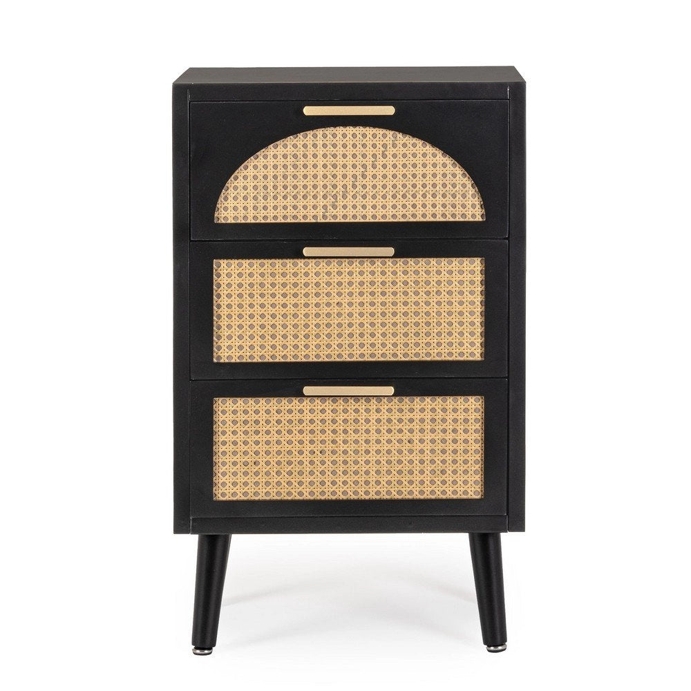 Cassettiera Legno Nero Stile Boho da Interno - JOSIE