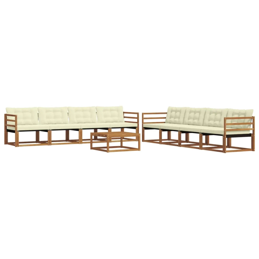 Set di divani da esterno con cuscino 9 pcs Naturale e Crema 3369301
