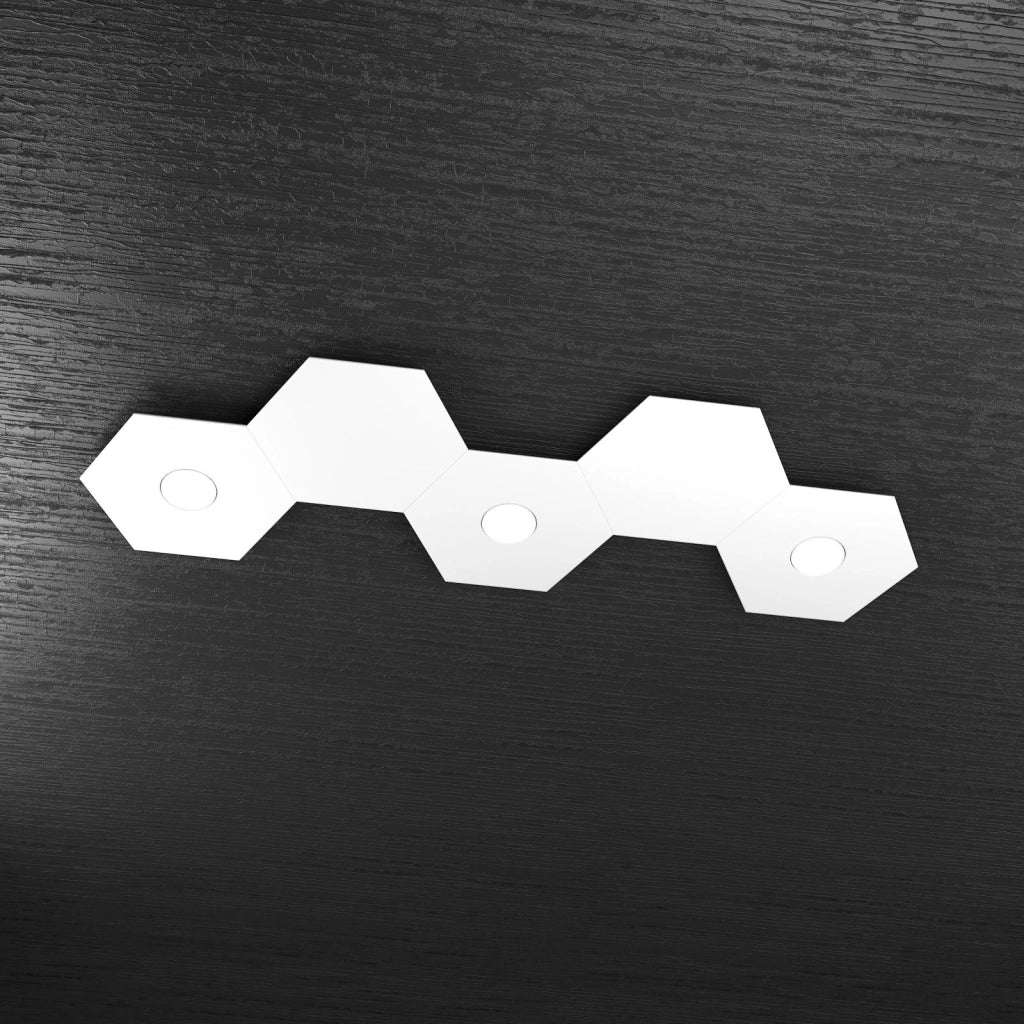 HEXAGON APPLIQUE-PLAFONIERA 3 LUCI + 2 DECORATIVO BIANCO 1142-3L2D-BI