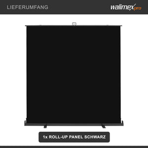 Fondale fotografico a rullo nero 210 x 220 cm, sfondo avvolgibile con supporto, sistema per studi fotografici, pannello ingualcibile ideale per fotografia low-key