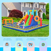 Castello Gonfiabile per Bambini 590x460x220 cm con Scivolo Porta e Canestro in Tessuto Oxford