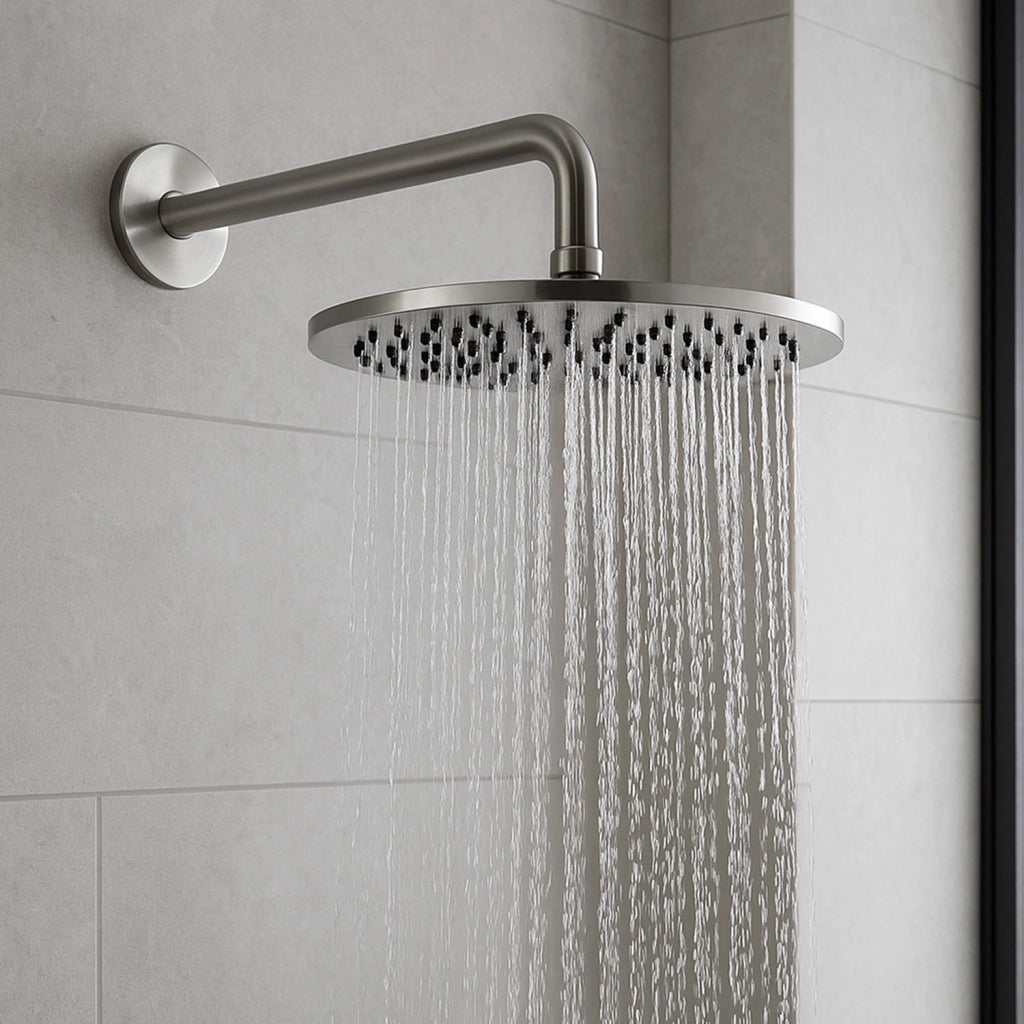 SINED Kit Braccio Soffione Inox Satinato 25cm per Installazione a Parete Acciaio Inox 316L - Modello LEVANTE