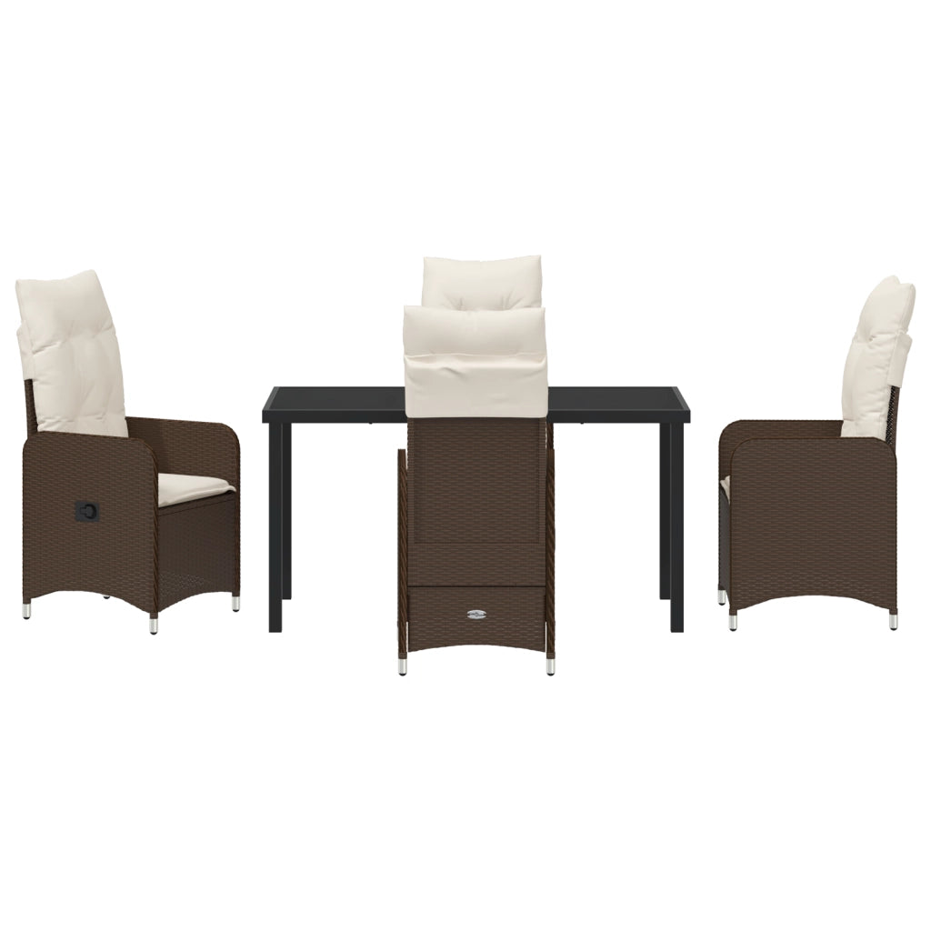 Set da pranzo da giardino 5 pezzi con cuscini Marrone Polirattan