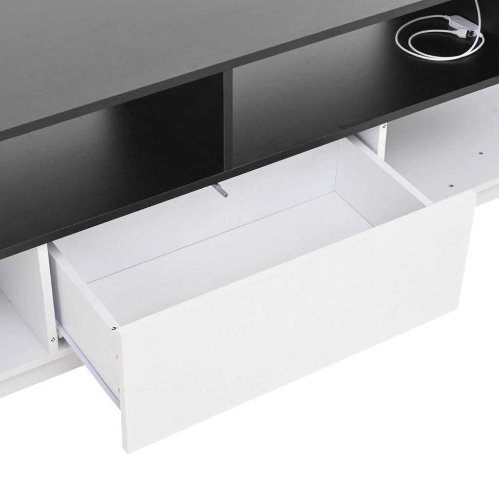 Mobile TV bianco lucido con LED, 180 x 40 x 48 cm
