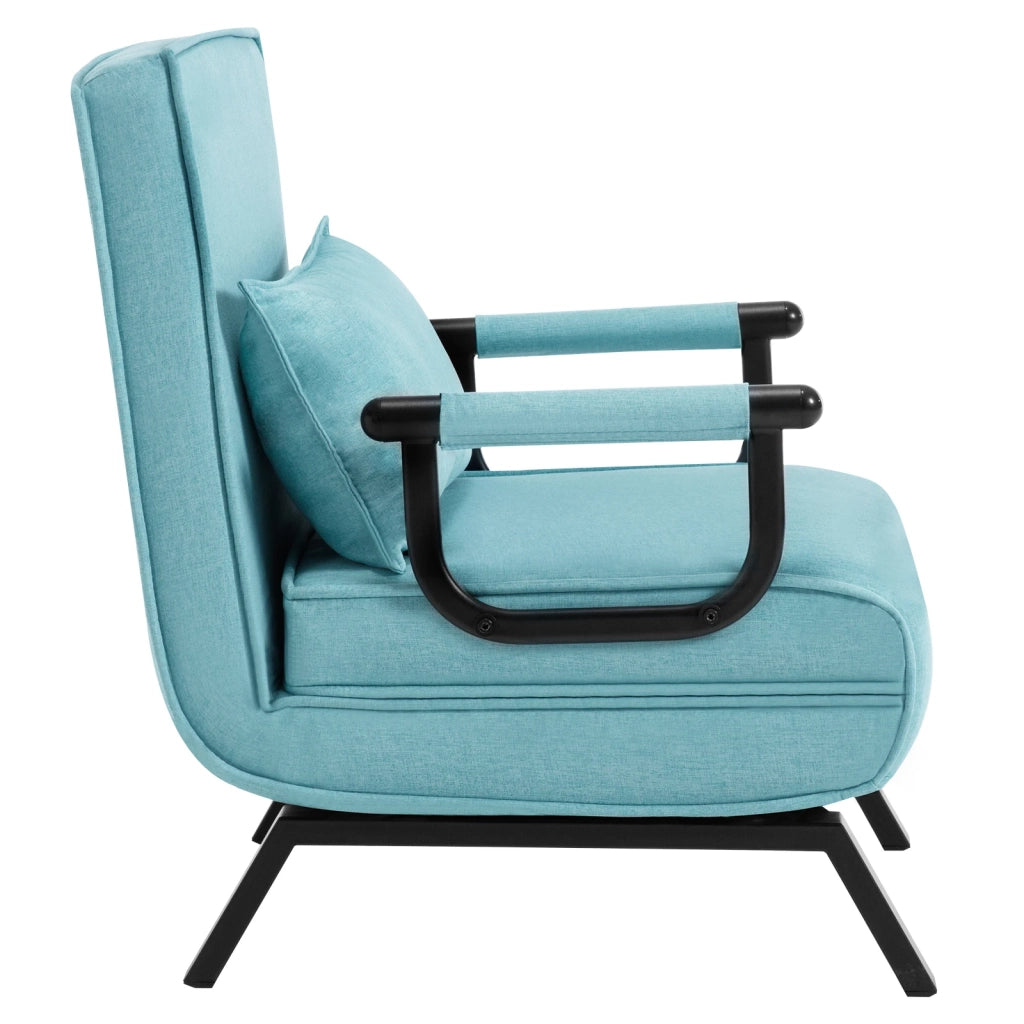 POLTRONA Letto convertibile 65x78x75 cm Blu in Lino, Schiuma e Metallo