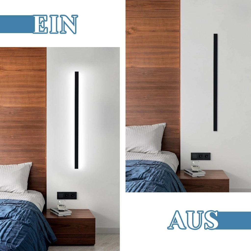 ZMH Applique LED da interno 100cm in metallo nero 32W Illuminazione moderna per soggiorno e cucina