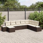 Set Divano da Giardino 8 pcs Marrone e Crema polyrattan 3355847