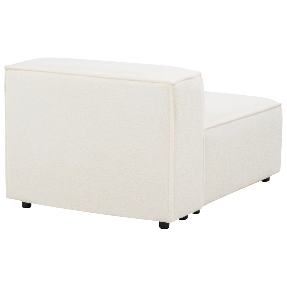Divano moderno a 3 posti con ottomana Gambe nere Rivestimento in tessuto bouclè bianco Soggiorno moderno