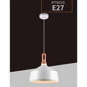 Trade Shop - Lampadario A Sospensione Stile Industriale In Metallo Pendente A Coppa E27 A93 - Bianco
